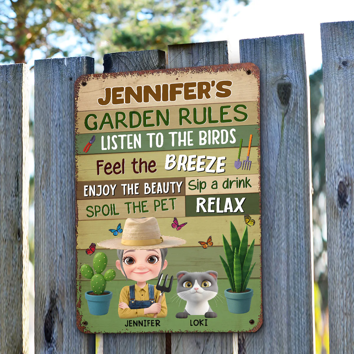 Garden Rule Pet Cartoon - Personalized Custom Metal Sign - Image 4