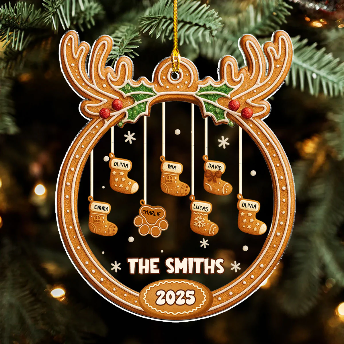 Gingerbread Christmas Memories - Personalized Custom Acrylic Ornament - Image 3