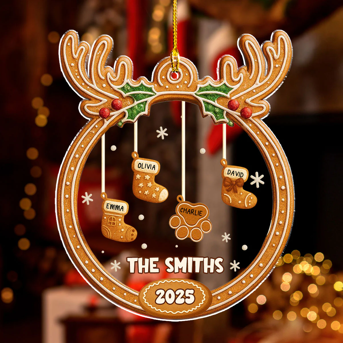 Gingerbread Christmas Memories - Personalized Custom Acrylic Ornament - Image 4