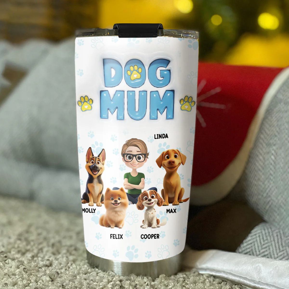 Girl And Dog Cartoon Style - Personalized Custom 3D Inflated Effect Tumbler - Image 4