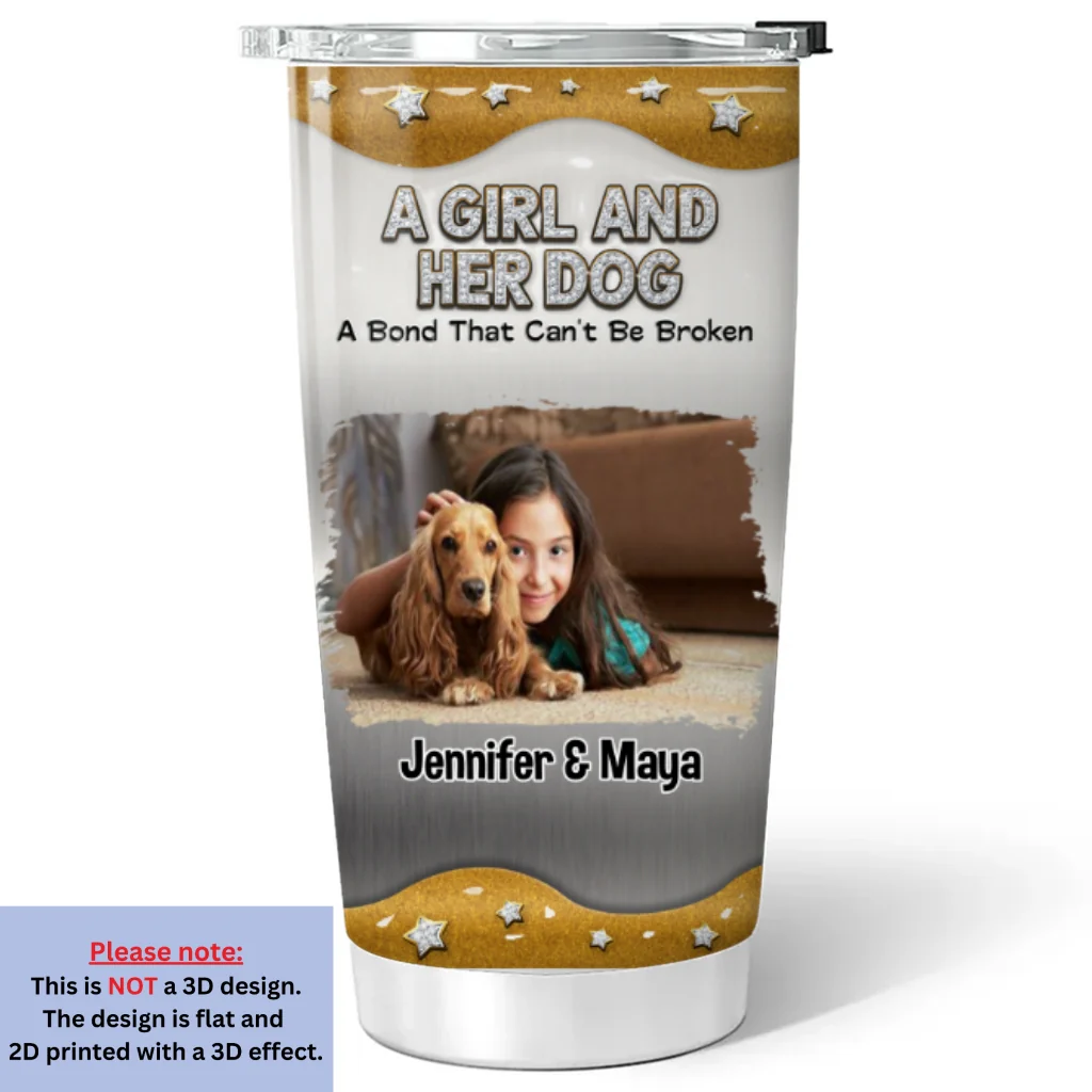Girl And Dog Together Photo - Personalized Custom 3D Inflated Effect Tumbler - Image 5