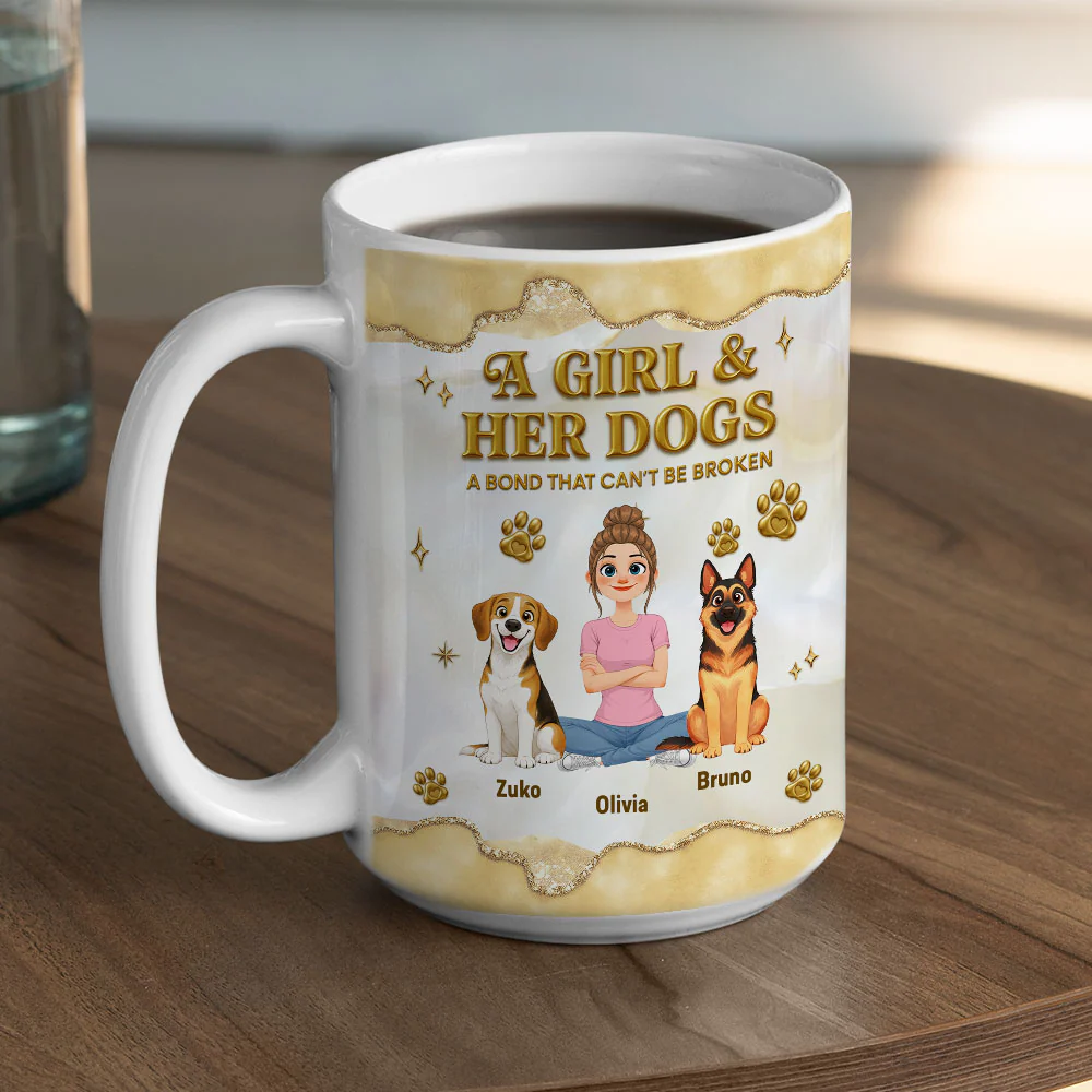 Girl And Dog Yellow New Style - Personalized Custom 3D Effect Mug - Image 5