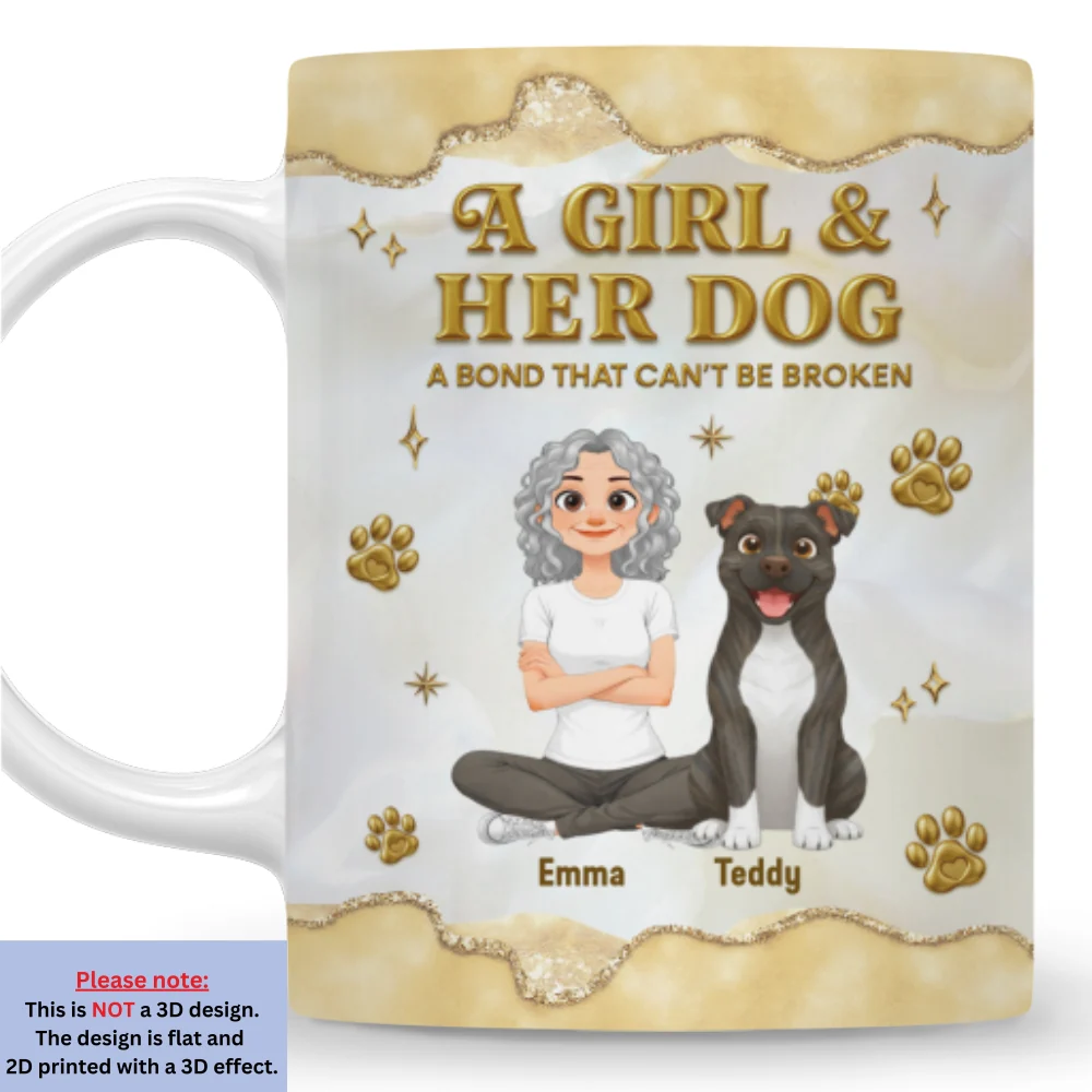 Girl And Dog Yellow New Style - Personalized Custom 3D Effect Mug - Image 7