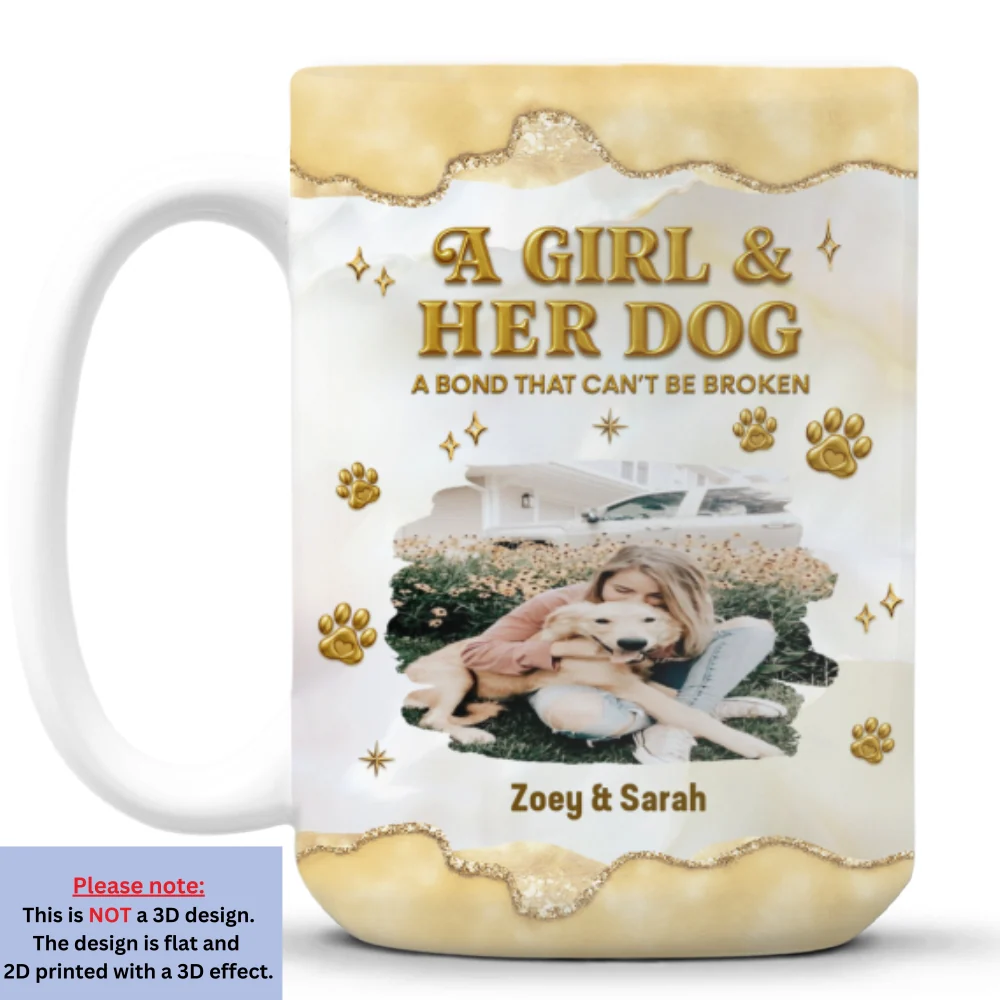 Girl And Dog Yellow New Style Photo - Personalized Custom 3D Effect Mug - Image 9