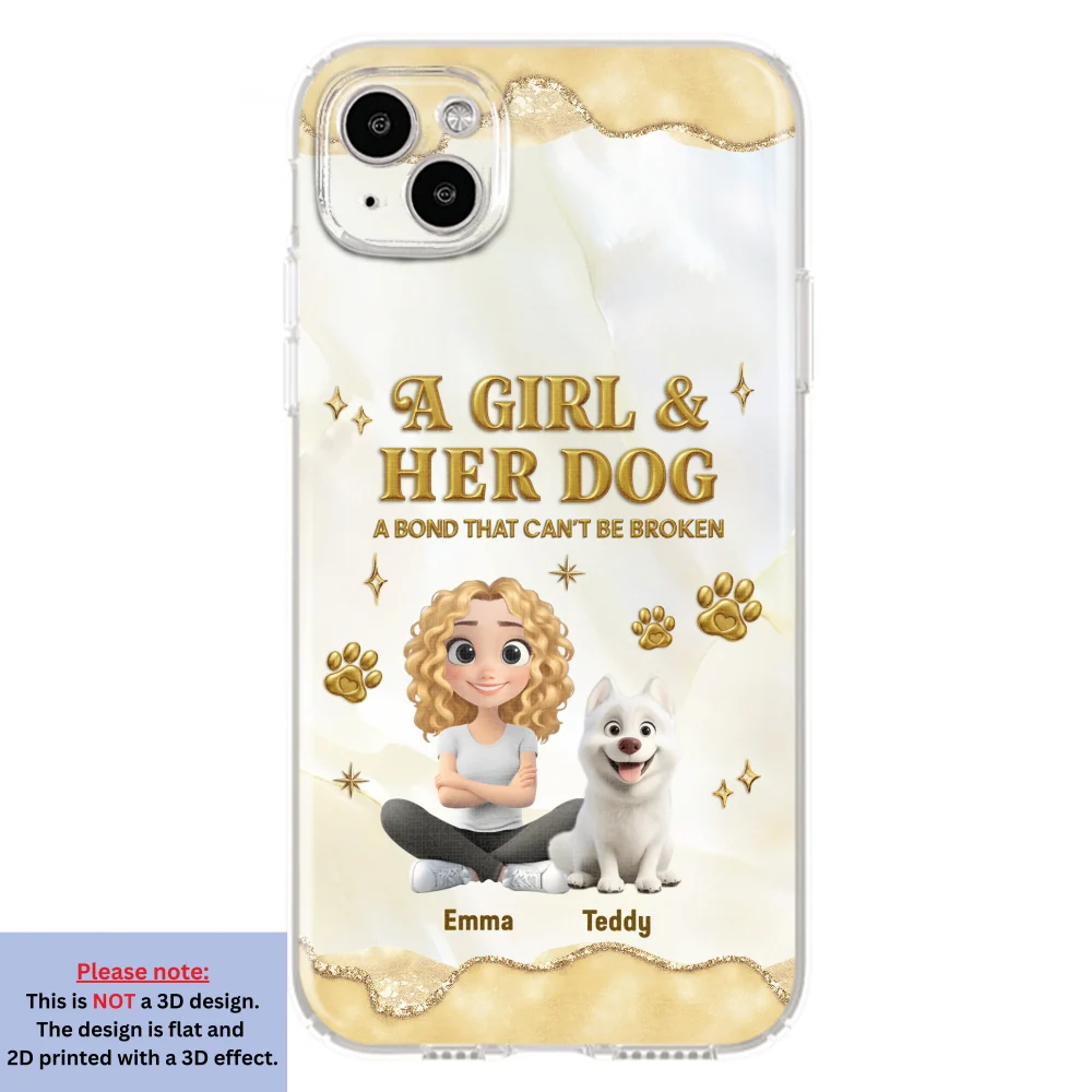 Girl And Dog Yellow - Personalized Custom 3D Effect Phone Case - Image 13