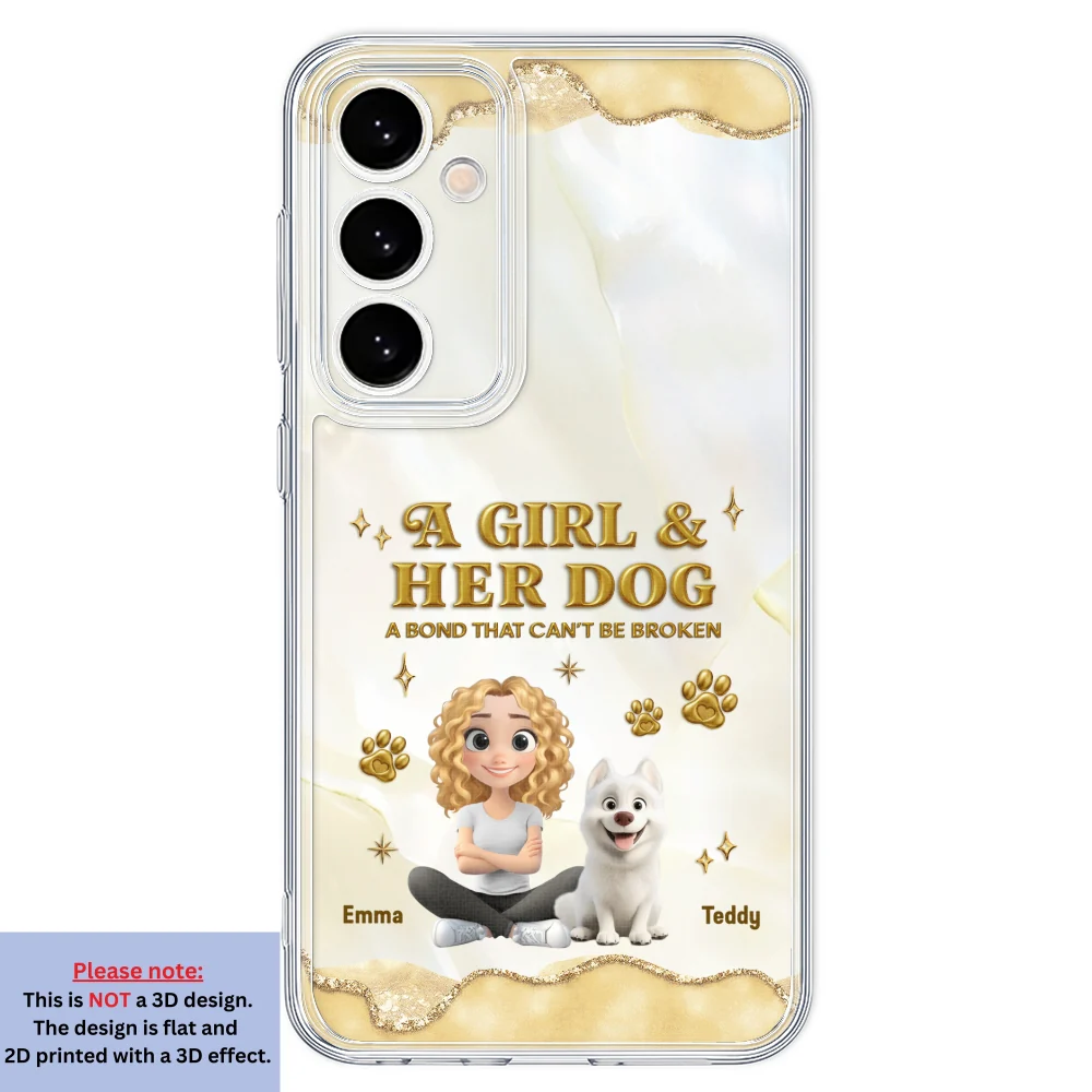 Girl And Dog Yellow - Personalized Custom 3D Effect Phone Case - Image 31