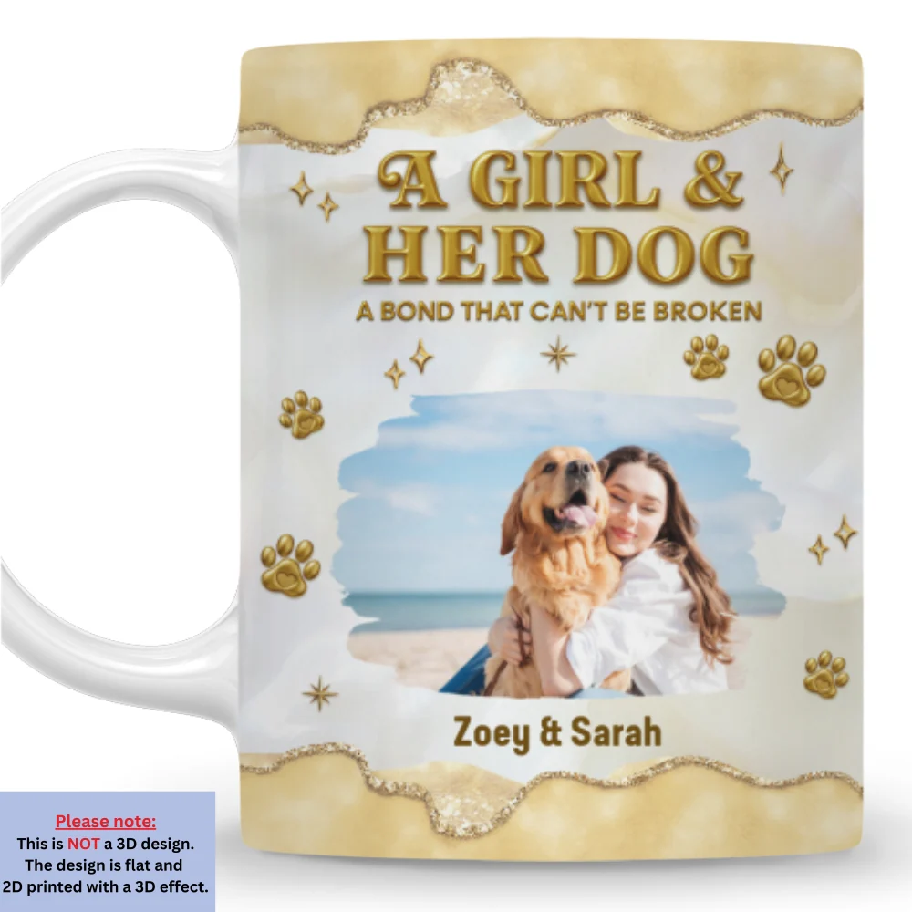 Girl And Dog Yellow Photo - Personalized Custom 3D Effect Mug - Image 8