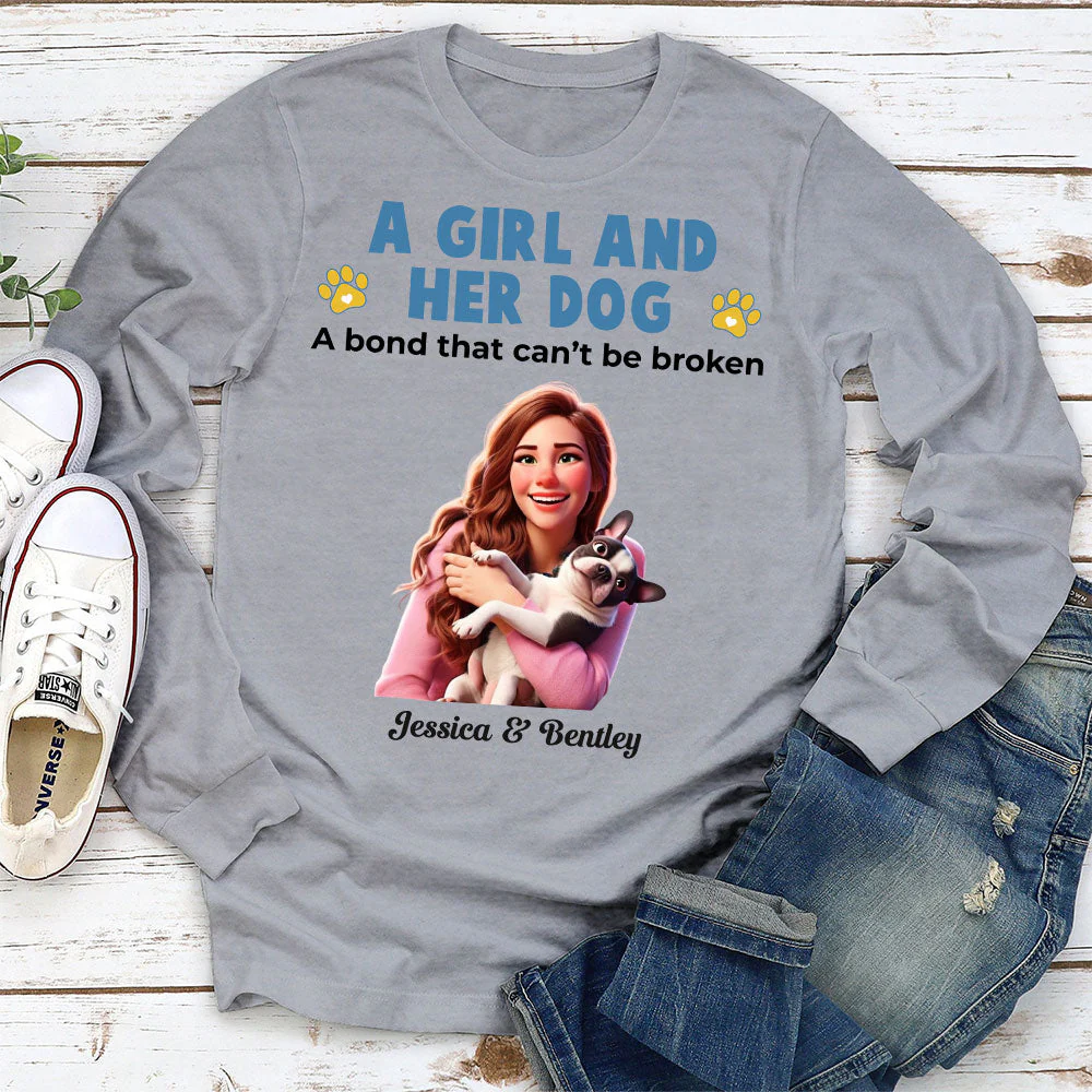 Girl And Her Pups - Personalized Custom Long Sleeve T-shirt - Image 2
