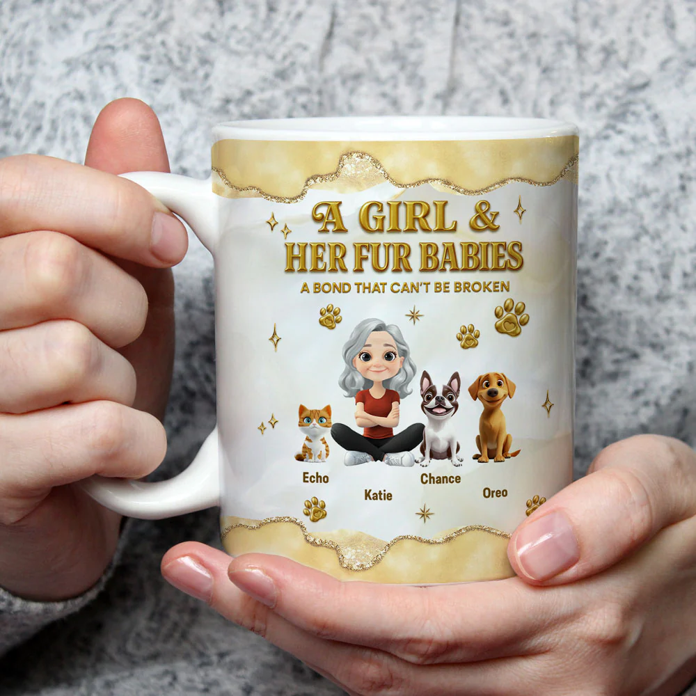 Girl And Pet Yellow - Personalized Custom 3D Effect Mug - Image 3