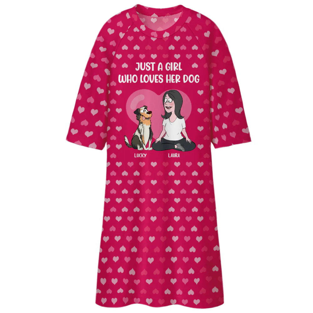 Girl Loves Dogs - Personalized Custom 3/4 Sleeve Dress - Image 2