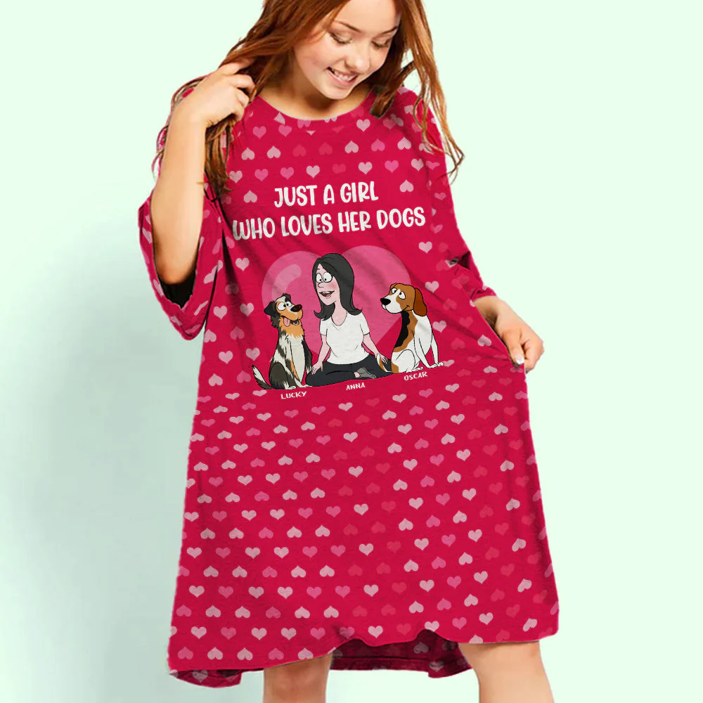 Girl Loves Dogs - Personalized Custom 3/4 Sleeve Dress - Image 3