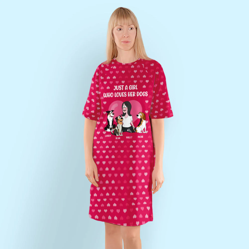 Girl Loves Dogs - Personalized Custom 3/4 Sleeve Dress - Image 4