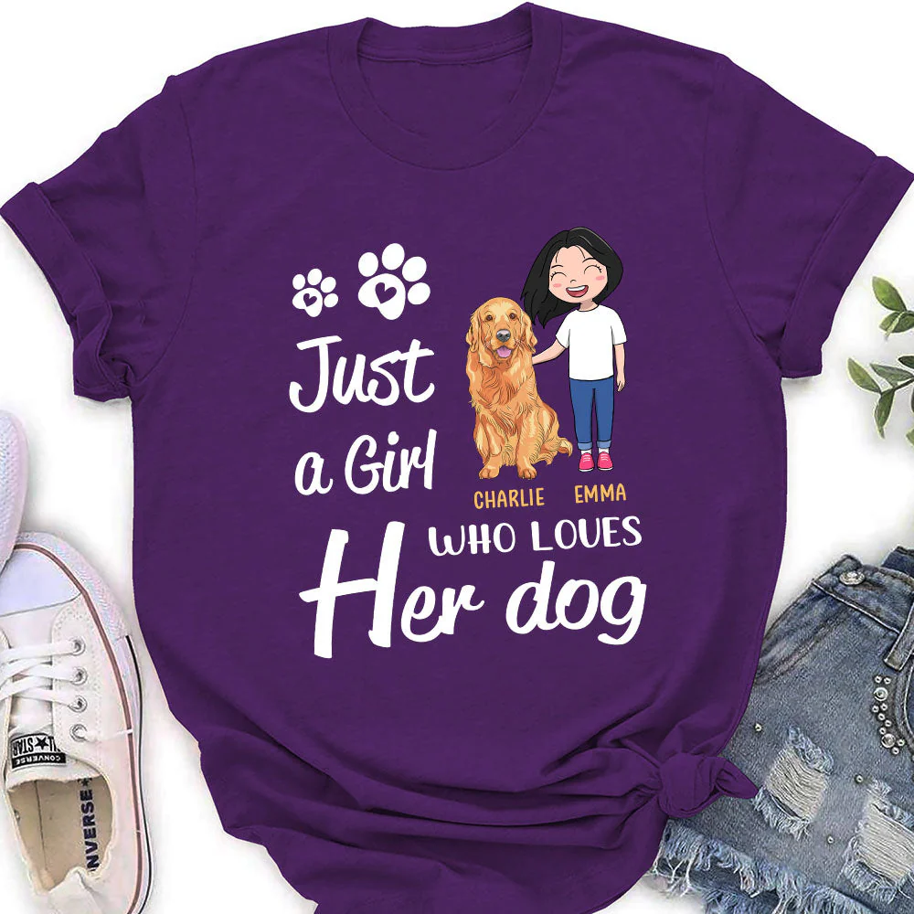 Girl Loves Dogs - Personalized Custom Women's T-shirt - Image 4