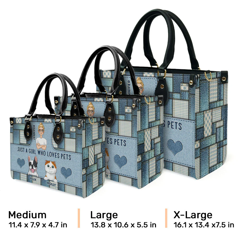 Girl With Pets - Personalized Custom Leather Bag - Image 5