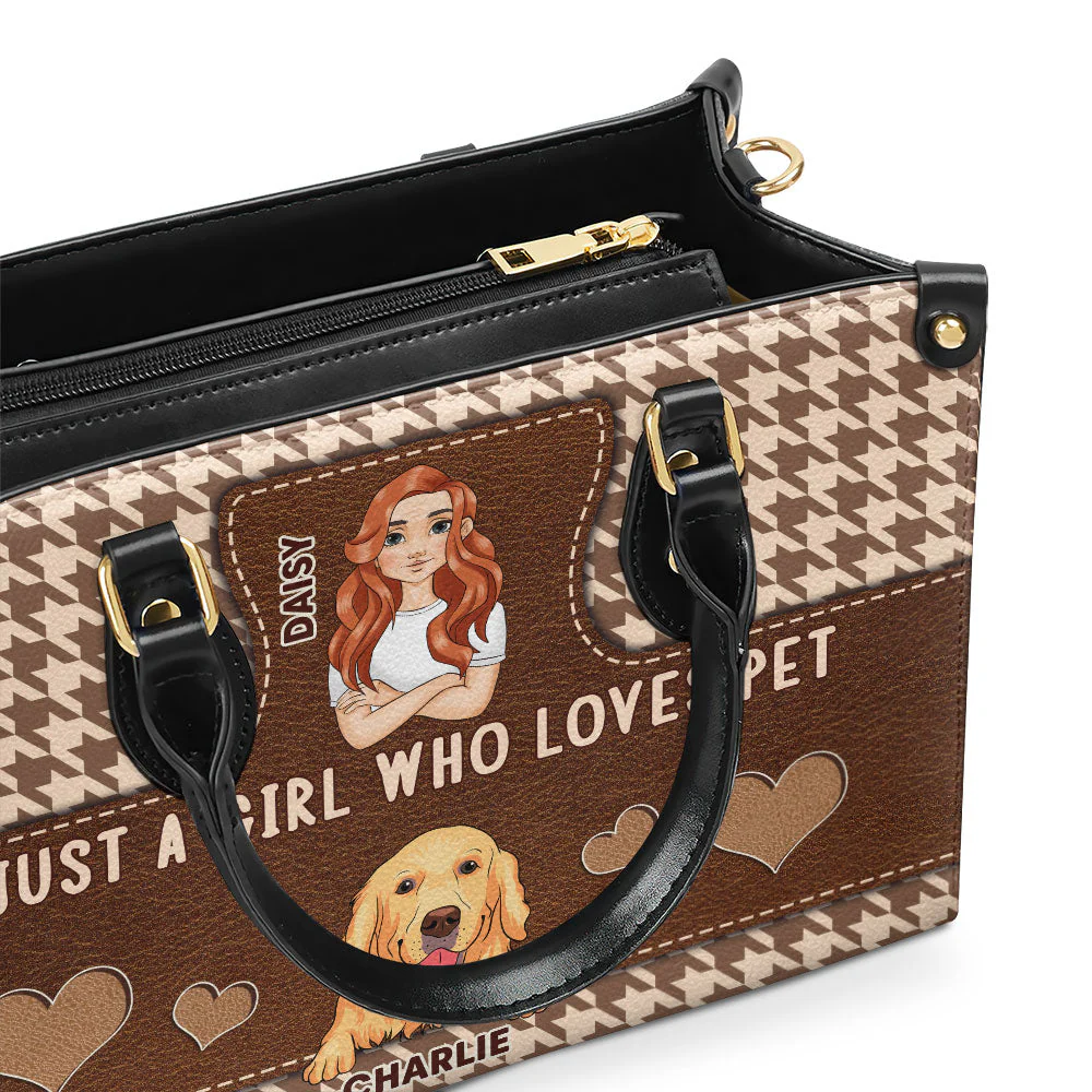 Girl With Pets - Personalized Custom Leather Bag - Image 6