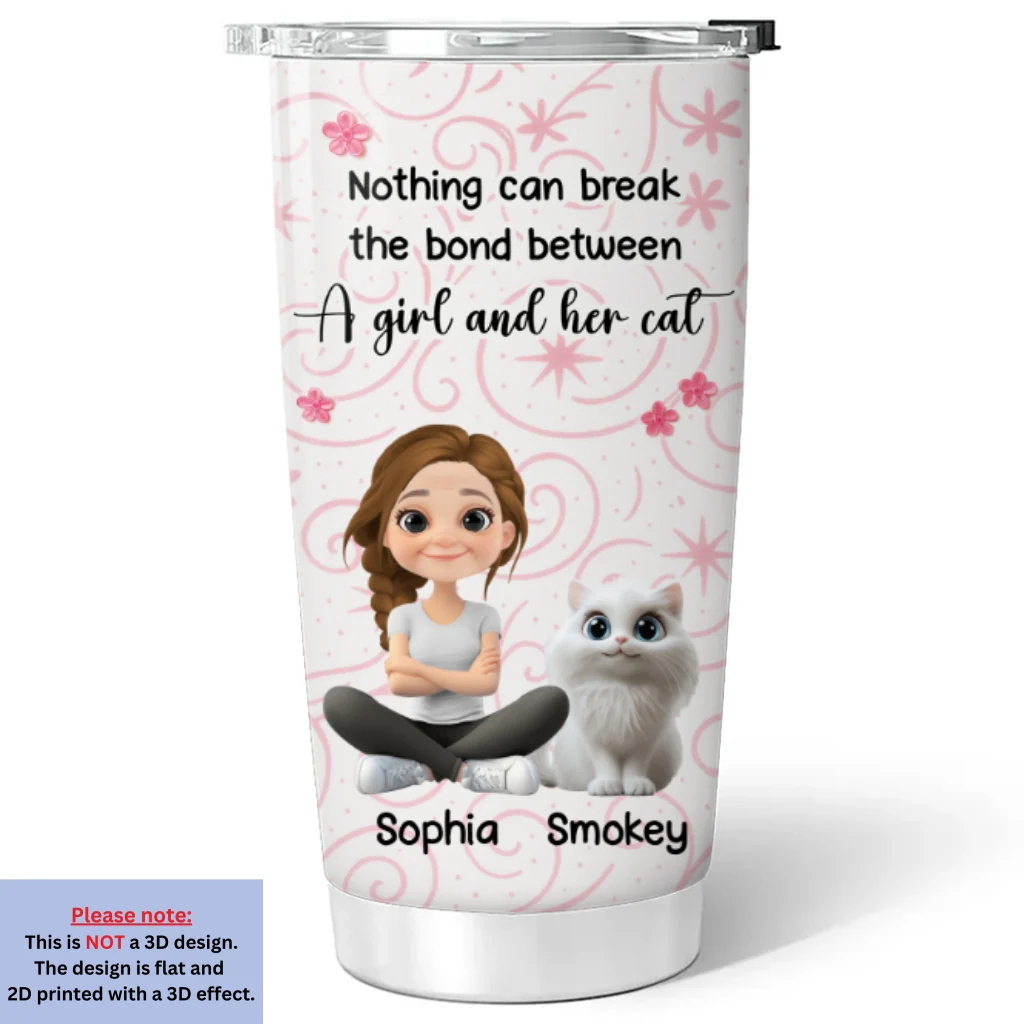 Girls Are In Love With Cats - Personalized Custom Tumbler - Image 7