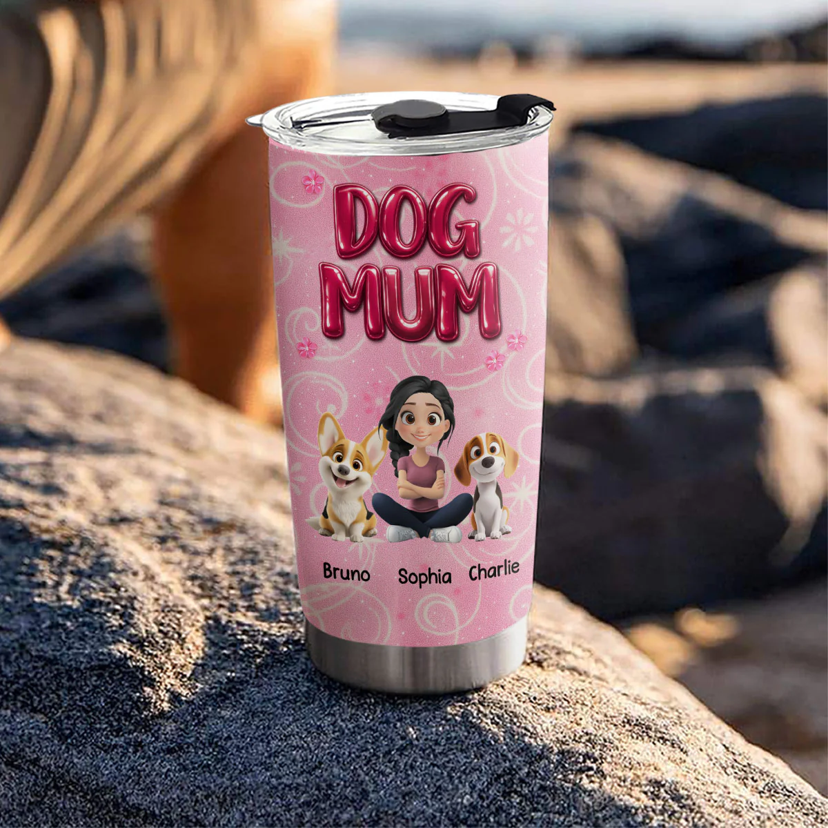 Girls Are In Love With Dogs Ver 2 - Personalized Custom 3D Effect Tumbler - Image 4