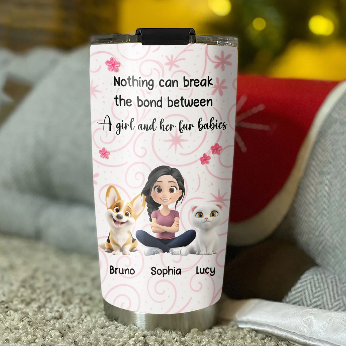 Girls Are In Love With Fur Babies - Personalized Custom Tumbler - Image 2