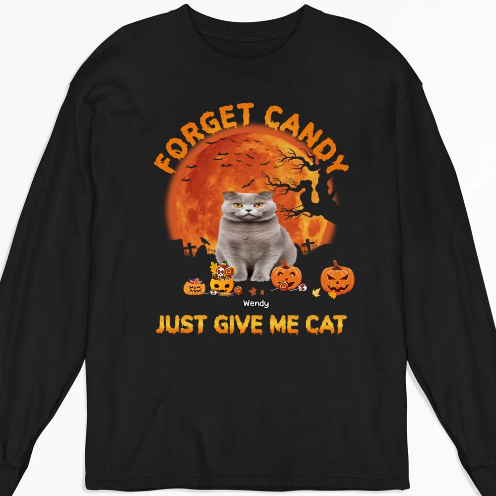 Give Me Cats Photo - Personalized Custom Long Sleeve T-Shirt - Image 2