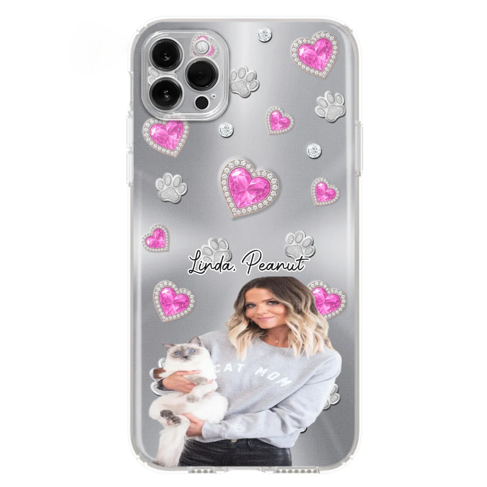 Glitter Cute Cartoon Cat Mom Photo - Personalized Custom Phone Case - Image 11