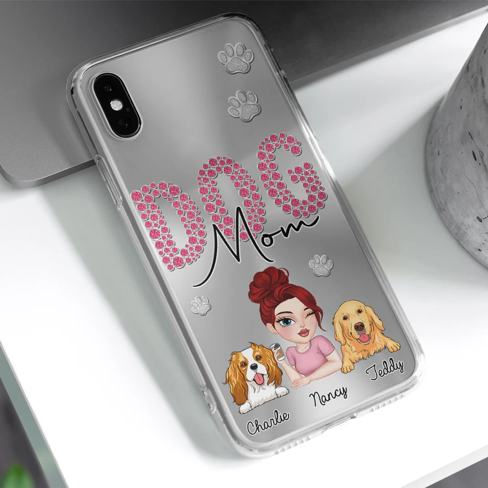 Glitter Dog Mom Life - Personalized Custom Phone Case - Image 4