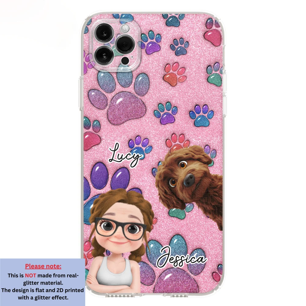 Glittery Paw Mom - Personalized Custom Phone Case - Image 10