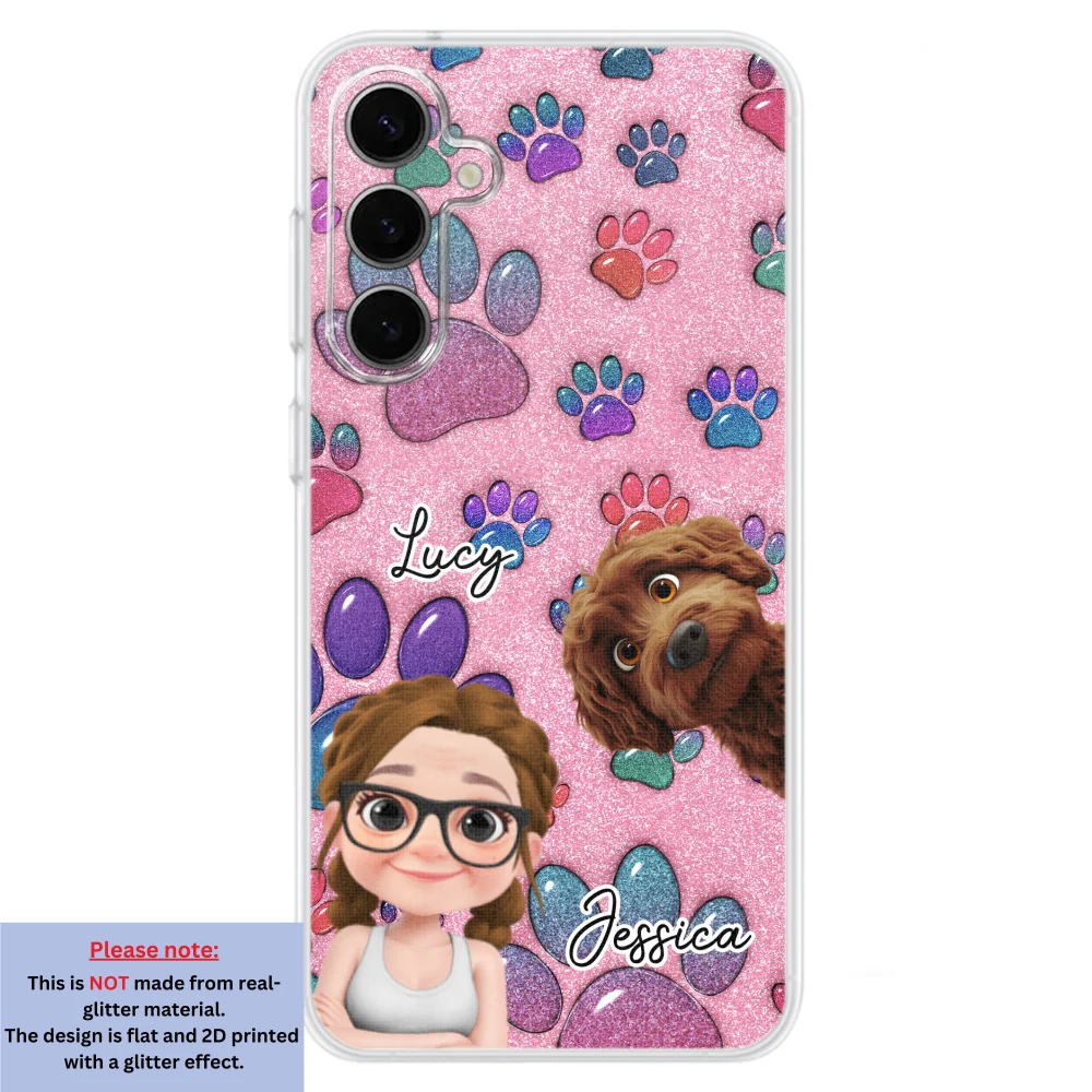 Glittery Paw Mom - Personalized Custom Phone Case - Image 28