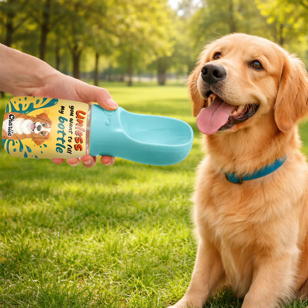 Go Away - Personalized Custom Pet Water Bottle With Drinking Feeder - Image 5