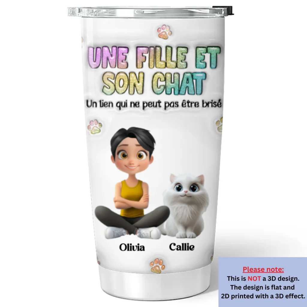 Gobelet Personnalisé En Effet 3D Gonflé - Une Fille Et Son Chat - Image 6