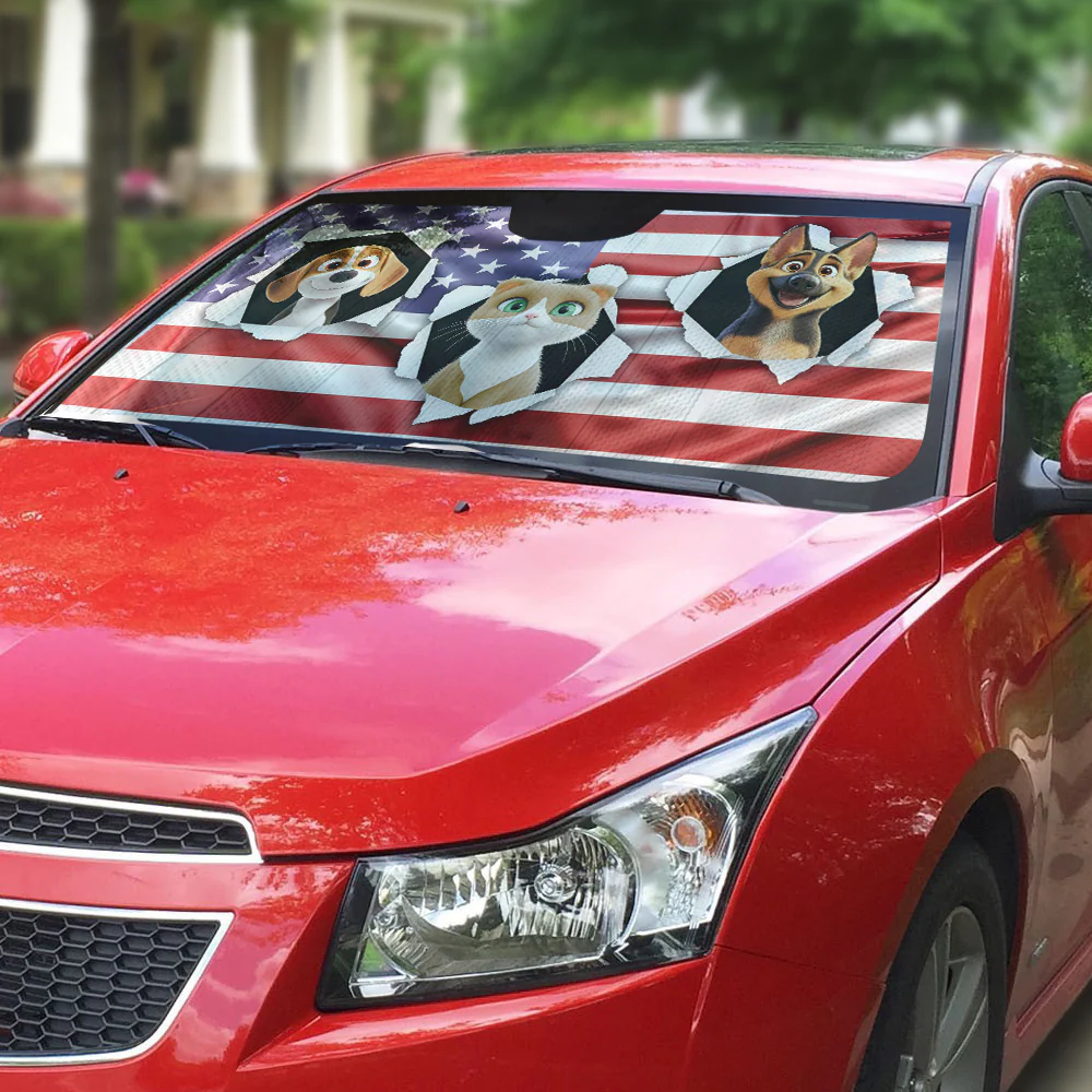 God Bless Our America - Personalized Custom Car Sunshade - Image 3