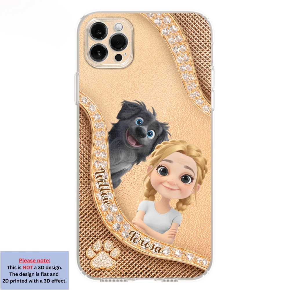 Gold Chibi Dog Mom - Personalized Custom 3D Effect Phone Case - Image 12