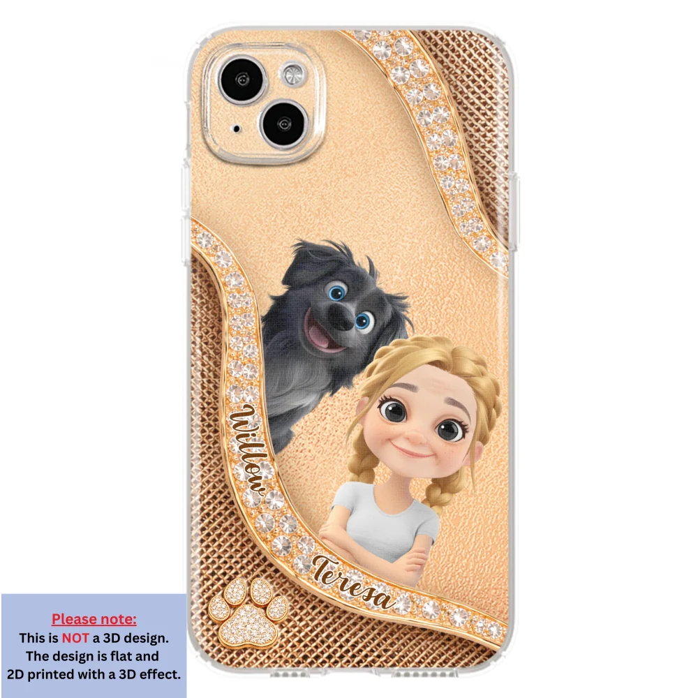 Gold Chibi Dog Mom - Personalized Custom 3D Effect Phone Case - Image 14