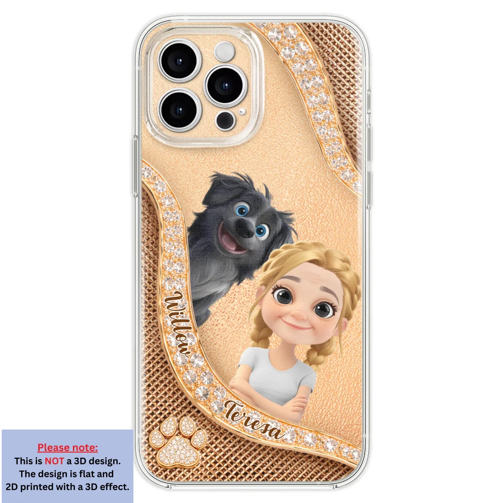 Gold Chibi Dog Mom - Personalized Custom 3D Effect Phone Case - Image 22
