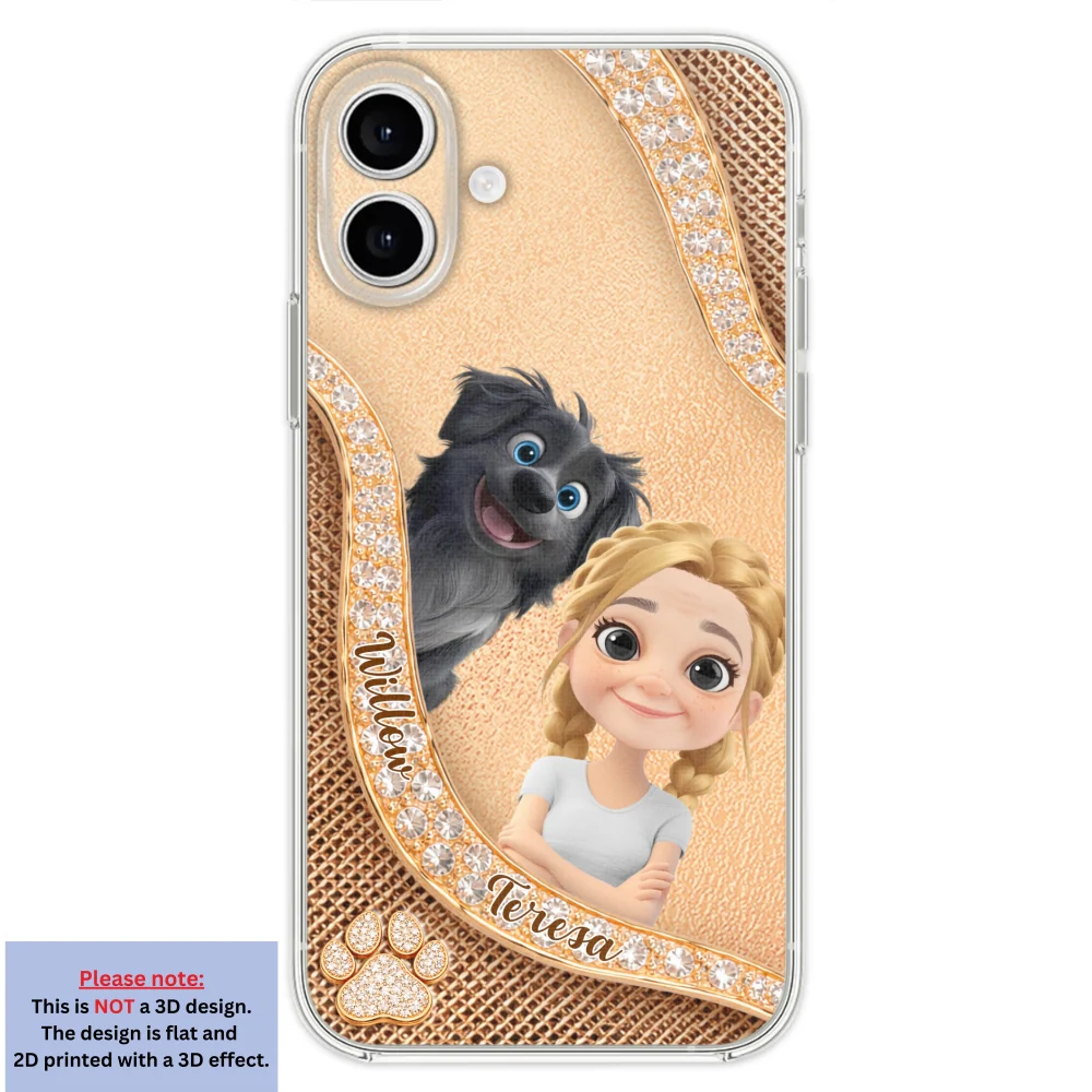 Gold Chibi Dog Mom - Personalized Custom 3D Effect Phone Case - Image 26