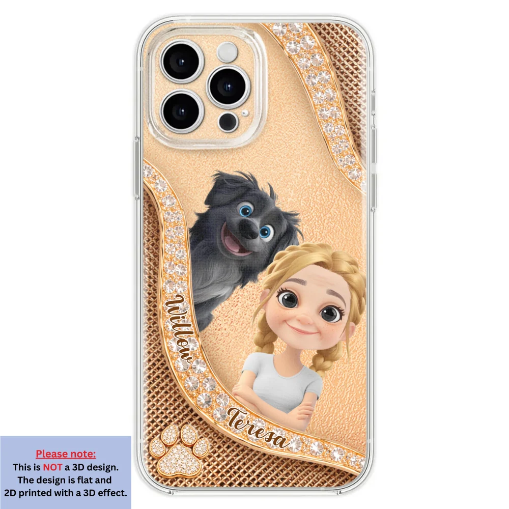 Gold Chibi Dog Mom - Personalized Custom 3D Effect Phone Case - Image 27