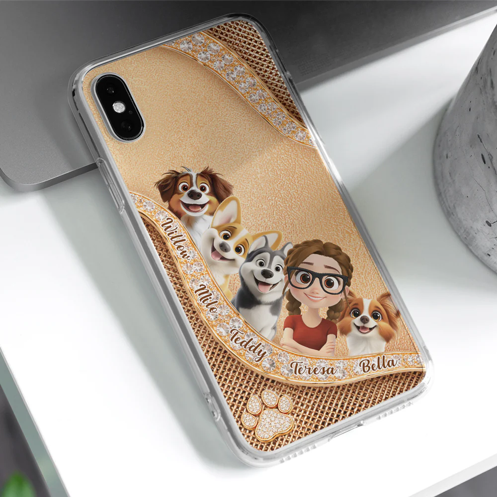 Gold Chibi Dog Mom - Personalized Custom 3D Effect Phone Case - Image 4