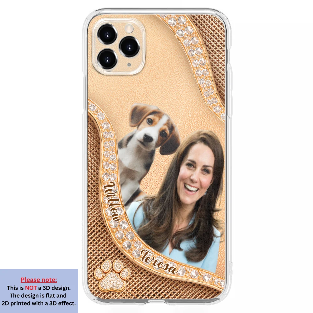 Gold Chibi Dog Mom Photo - Personalized Custom 3D Effect Phone Case - Image 8