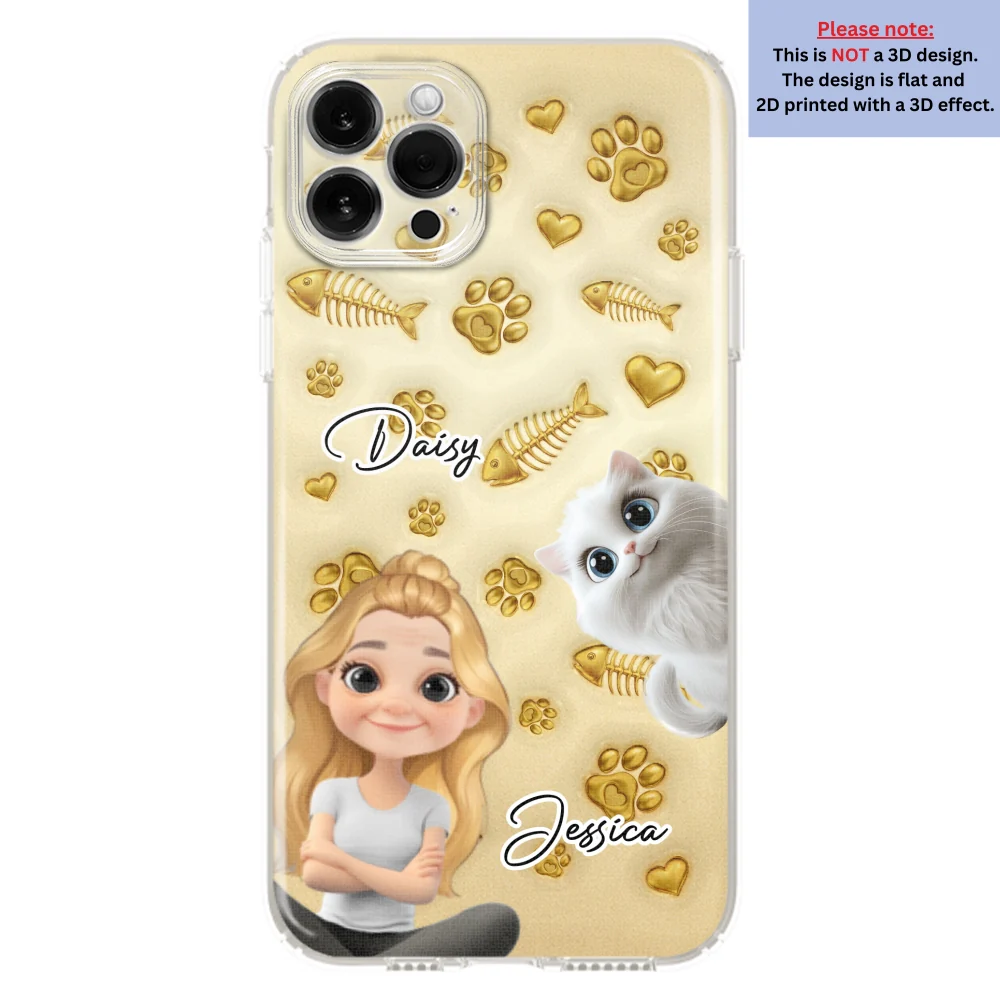 Gold Glitter Cat Mom - Personalized Custom 3D Effect Phone Case - Image 13
