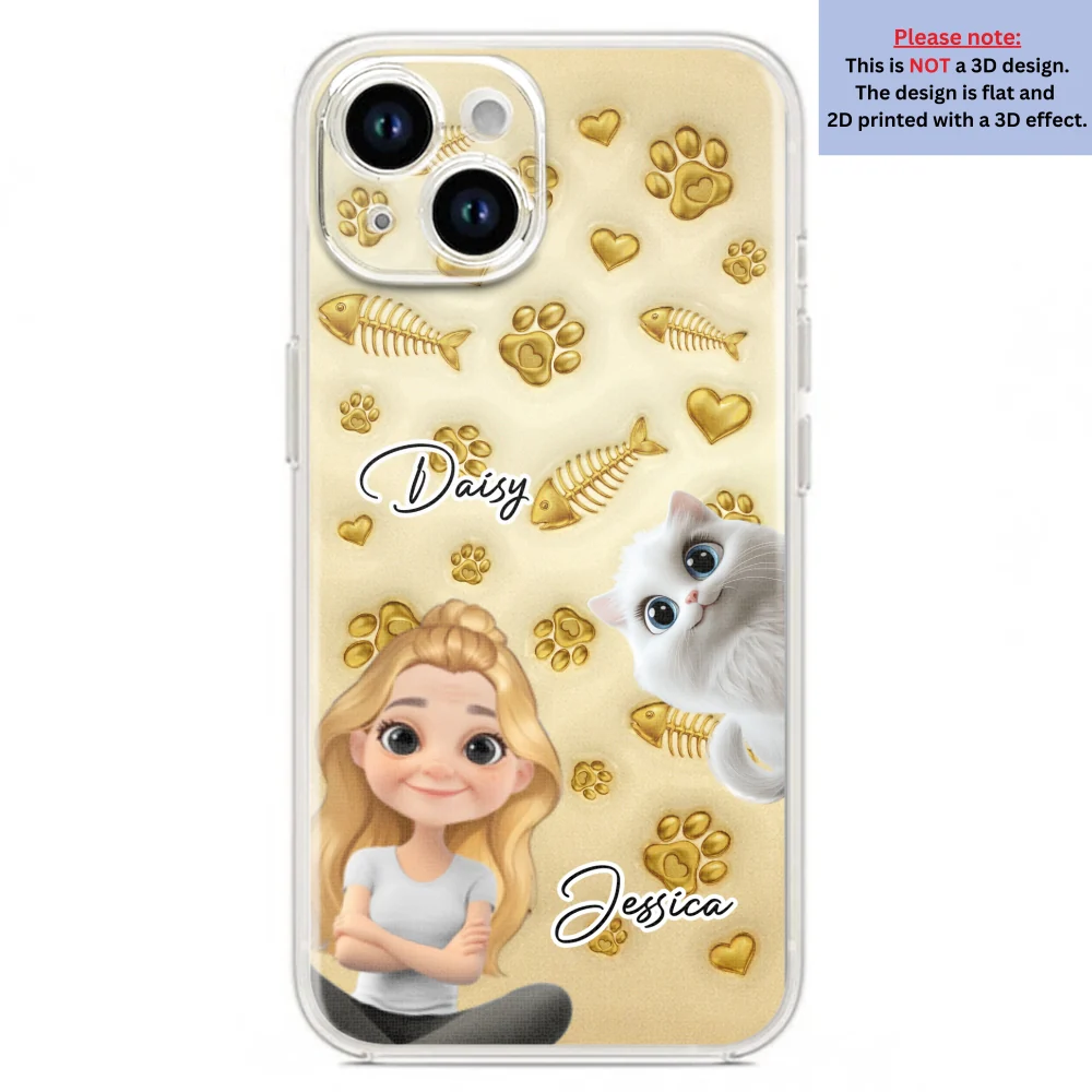 Gold Glitter Cat Mom - Personalized Custom 3D Effect Phone Case - Image 18