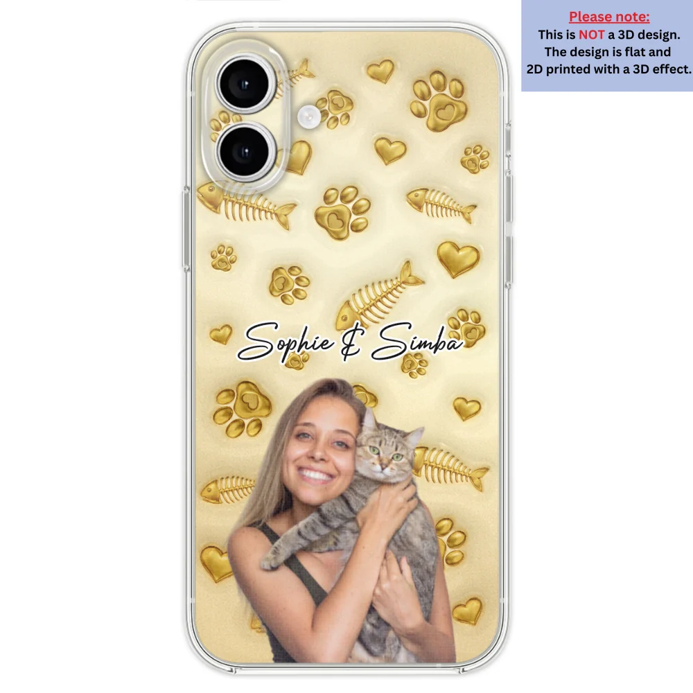 Gold Glitter Cat Mom Photo - Personalized Custom 3D Effect Phone Case - Image 26