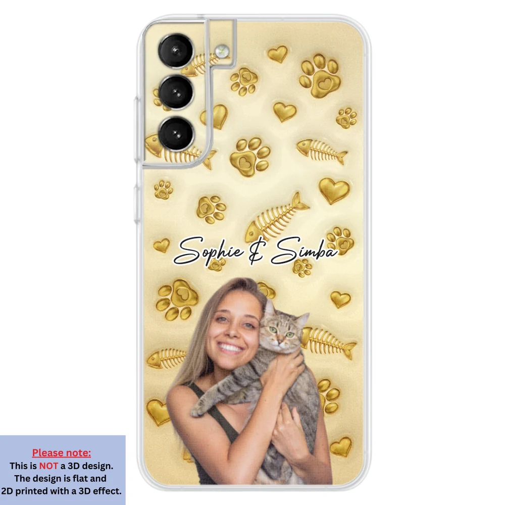 Gold Glitter Cat Mom Photo - Personalized Custom 3D Effect Phone Case - Image 28