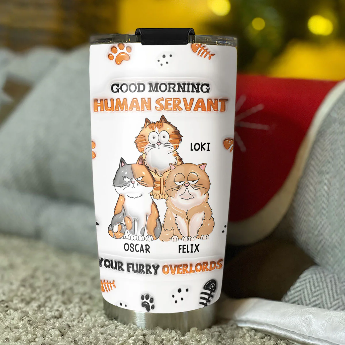 Good Morning Human - Personalized Custom 3D Inflated Effect Tumbler - Image 3