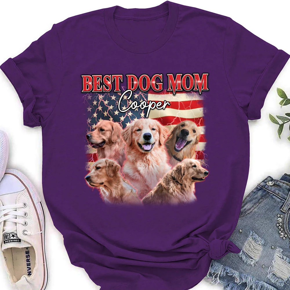 Gradient American Dog Dad Mom - Personalized Custom Women's T-Shirt - Image 3