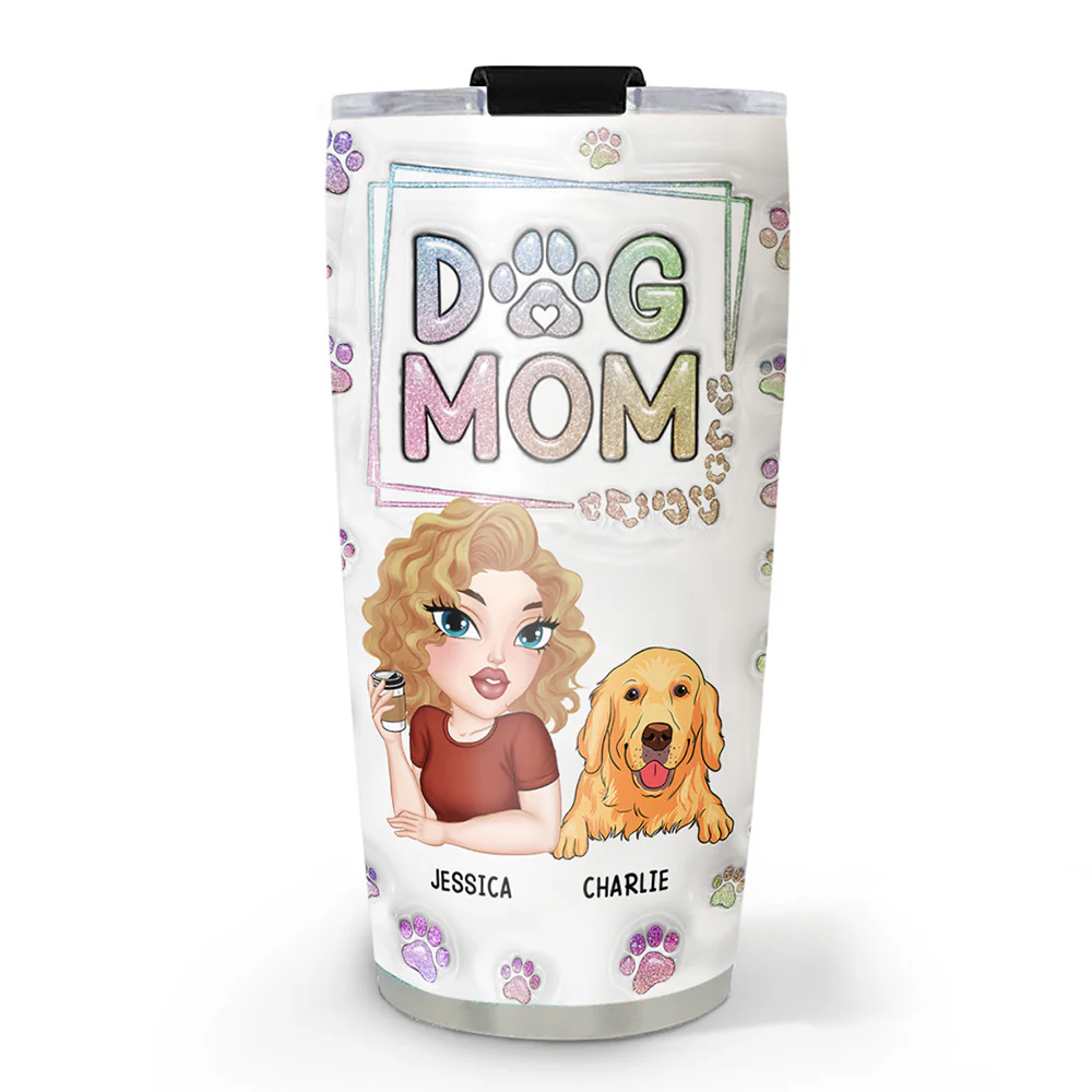 Greatest Dog Mom Ever - Personalized Custom 3D Inflated Effect Tumbler