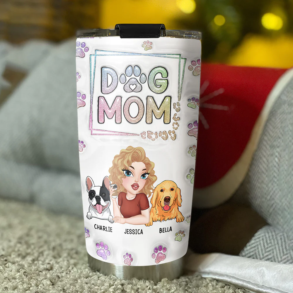 Greatest Dog Mom Ever - Personalized Custom 3D Inflated Effect Tumbler - Image 3