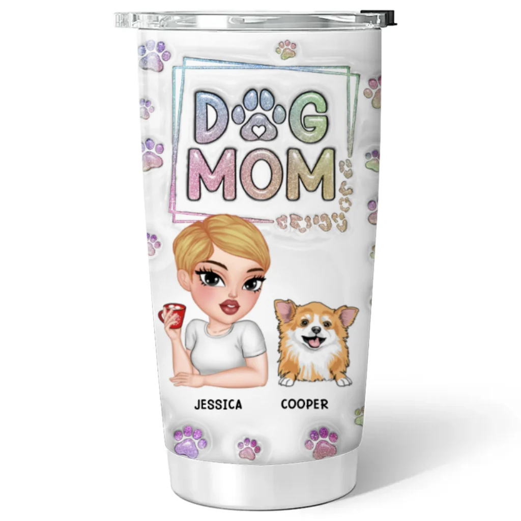 Greatest Dog Mom Ever - Personalized Custom 3D Inflated Effect Tumbler - Image 6