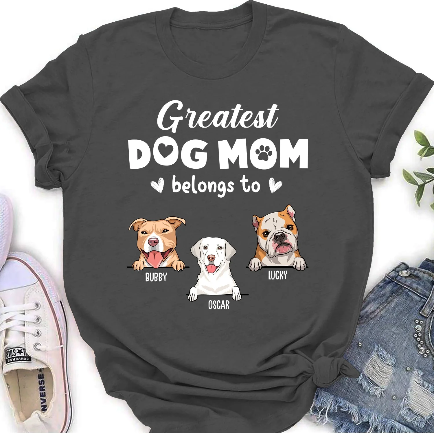 Greatest Dog Mom - Personalized Custom Women's T-shirt - Image 2