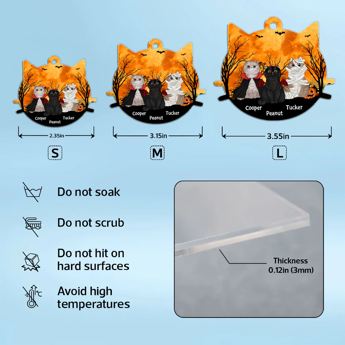 Halloween Cat Face - Personalized Custom Acrylic Keychain - Image 6