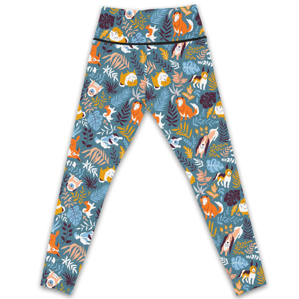 Hand Drawn Dogs - High-Waisted Leggings - Image 3