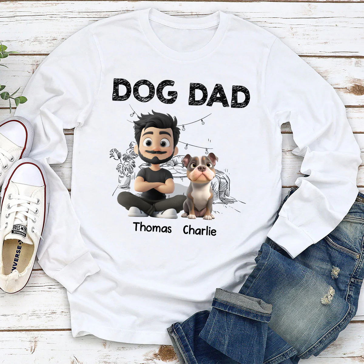 Handsome Dad Christmas - Personalized Custom Long Sleeve T-Shirt - Image 2
